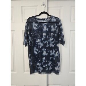 BDG Urban Outfitters Los Angeles Sheer Mesh Tie Dye Graphic T-Shirt Blue Large